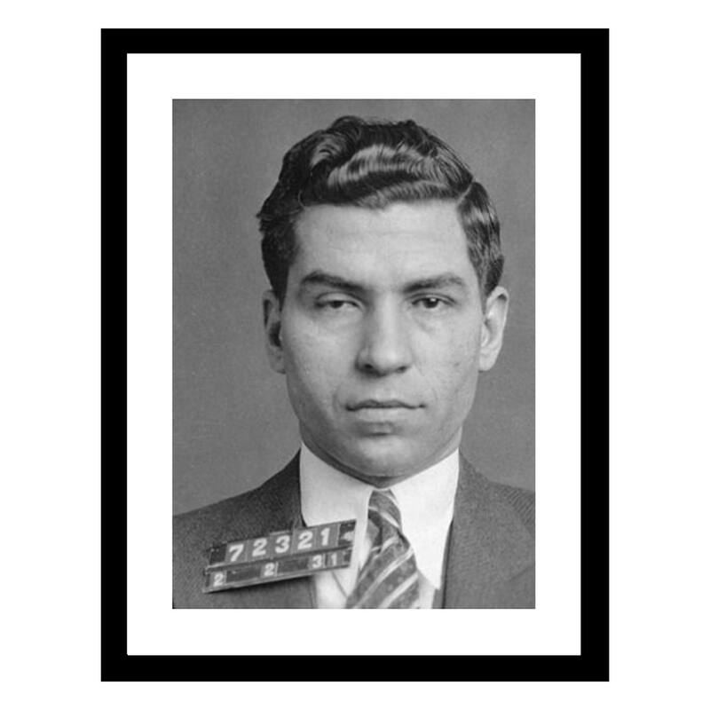 Charles "Lucky" Luciano 1936 Mugshot 14x18 Framed Print Black Bed